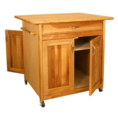 Kitchen Island with Doors and Casters